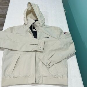 Tommy Hilfiger jacket w hood cream color ‎ size medium like new mens